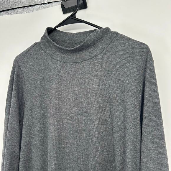 Logo Lori Goldstein Gray Mock Neck Ribbed Longsleeve Top Size 1X Minimalist - Picture 3 of 7